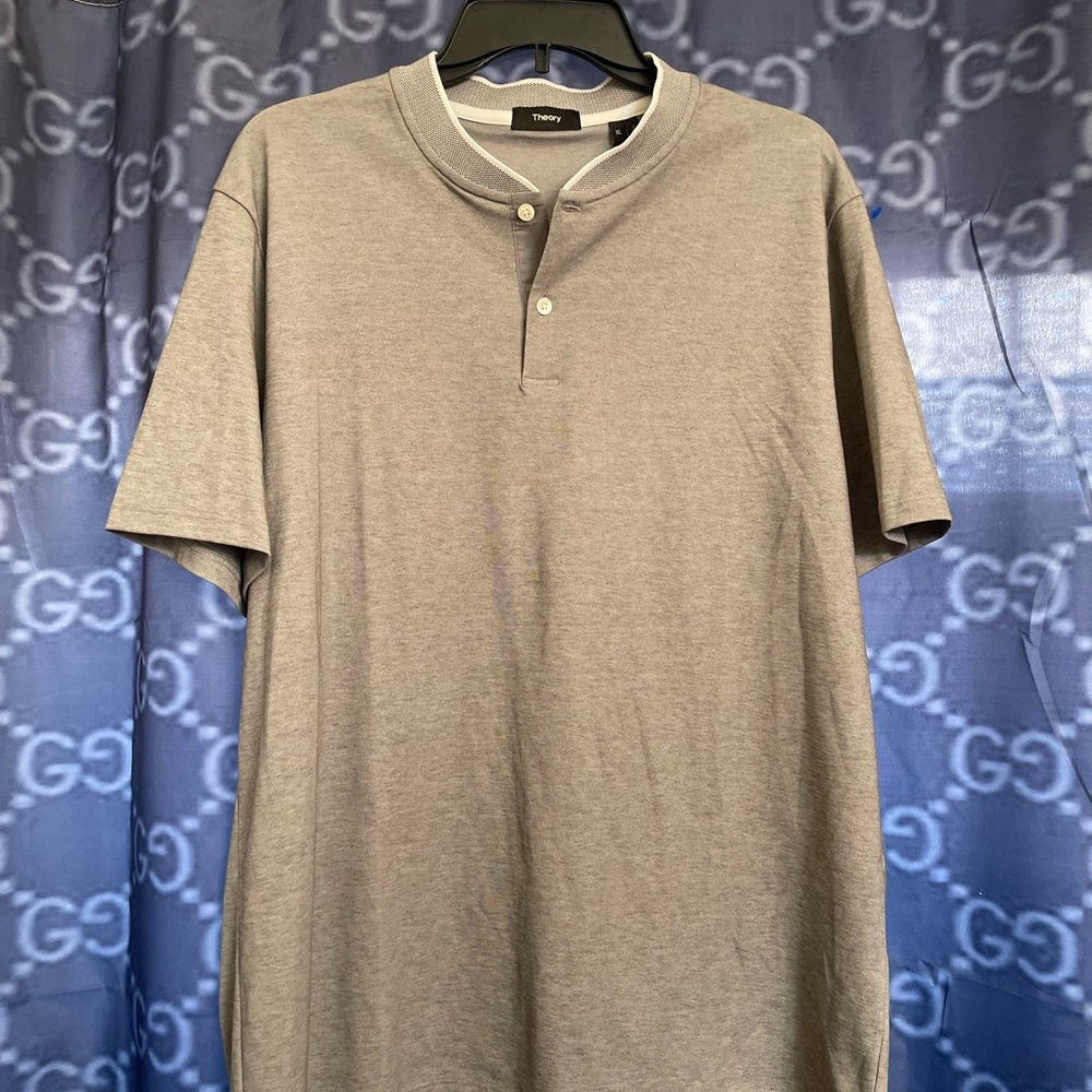 Theory Gray Men's Shirt two button collarless size XL new with tags